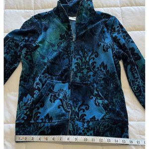 Drapers And Damons Spring Track Jacket Petite XS Sweater Cardigan Teal Blue Blac